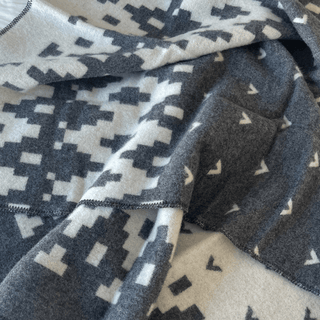 100% Lopi Wool Blanket FULGAR Gray and White Premium Icelandic Throw - Copia Cove