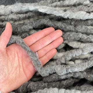 Chunky Yarn Core Spun Wool Yarn - Gray Variegated 100 feet - Icelandic Wool Extra Bulk Art Yarn - Copia Cove Icelandic Sheep & Wool