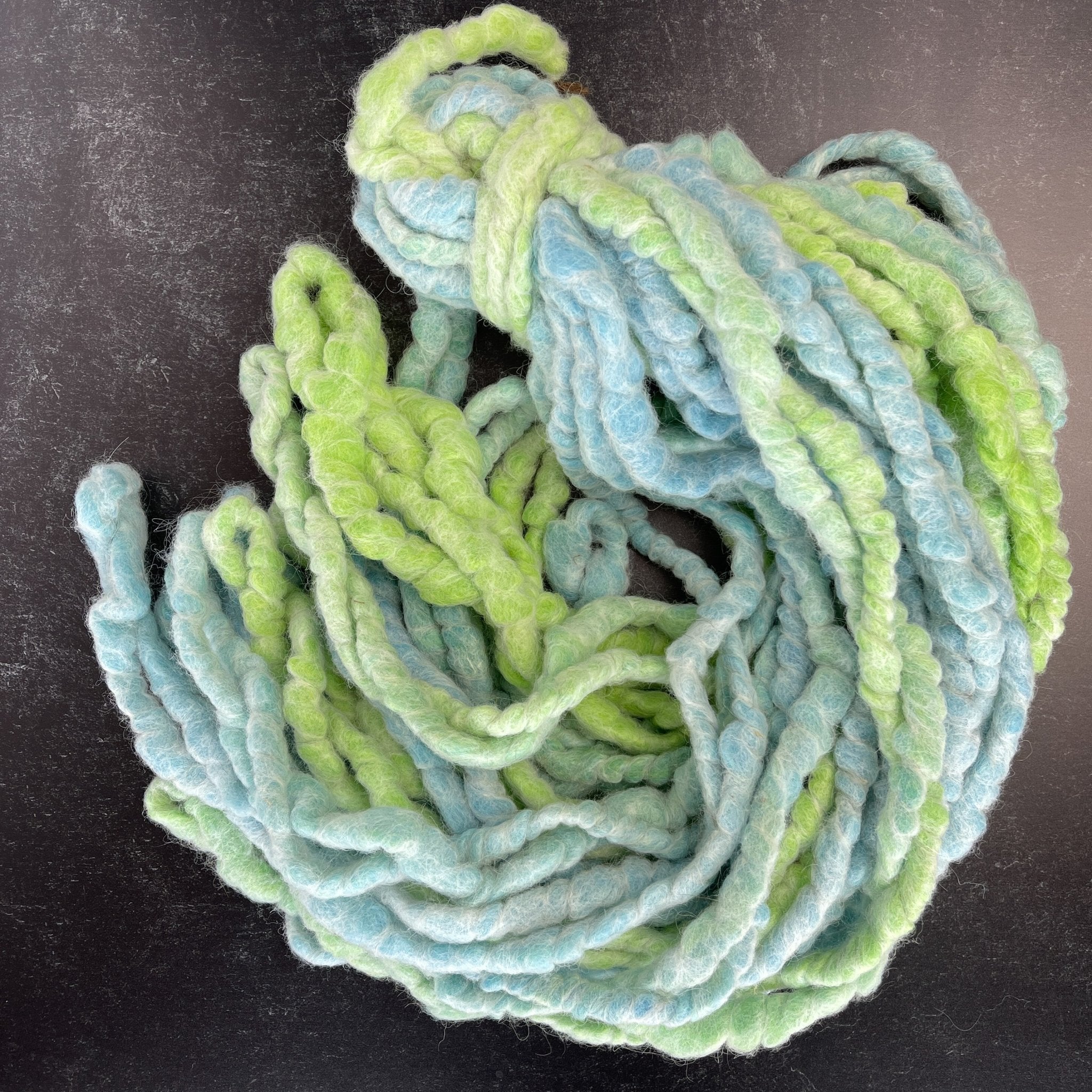Chunky Yarn Core Spun Wool Yarn - Green Blue Neon 100 feet