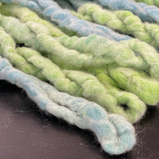 Chunky Yarn Core Spun Wool Yarn - Green Blue Neon 100 feet - Icelandic Wool Extra Bulk Art Yarn - Copia Cove Icelandic Sheep & Wool