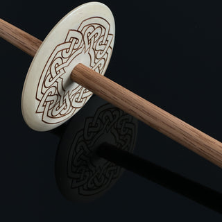 Handmade White Holly Wood Spindle with Celtic Knotted Hearts - Copia Cove