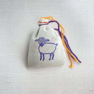 Lavender Sachet with Stamped Animal Cotton Bag - Copia Cove Icelandic Sheep & Wool