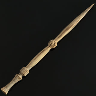 Lendbreen Distaff Viking Era Replica in Spalted Hackberry Wood - Handmade Distaff Tool for Hand Spinning Yarn - Copia Cove