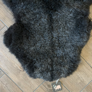 Premium Icelandic Sheepskin Rug Large - Black with Silvering Short Wool Pelt - Copia Cove