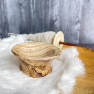 Spinning Bowl Spalted Hackberry "B" Wood for Support Spindle Spinning - Copia Cove