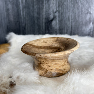 Spinning Bowl Spalted Hackberry "C" Wood for Support Spindle Spinning - Copia Cove
