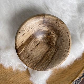 Spinning Bowl Spalted Hackberry "C" Wood for Support Spindle Spinning - Copia Cove
