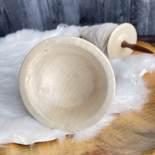 Spinning Bowl White Holly "B" Wood for Support Spindle Spinning - Copia Cove