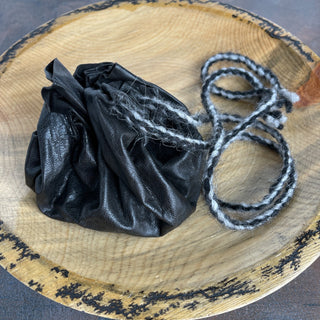 Viking Coin Purse - Black Sheepskin Leather Handmade Nordic Style - Copia Cove