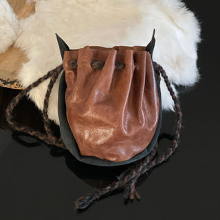 Viking Dice Pouch - Crackle Brown Sheepskin Handmade Nordic Style Sheepskin and Icelandic Wool - Copia Cove